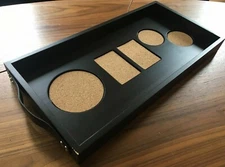 Wooden Mahogany Serving Tray with Leather Handles, 17 3/4" x 9" x 1 1/2"