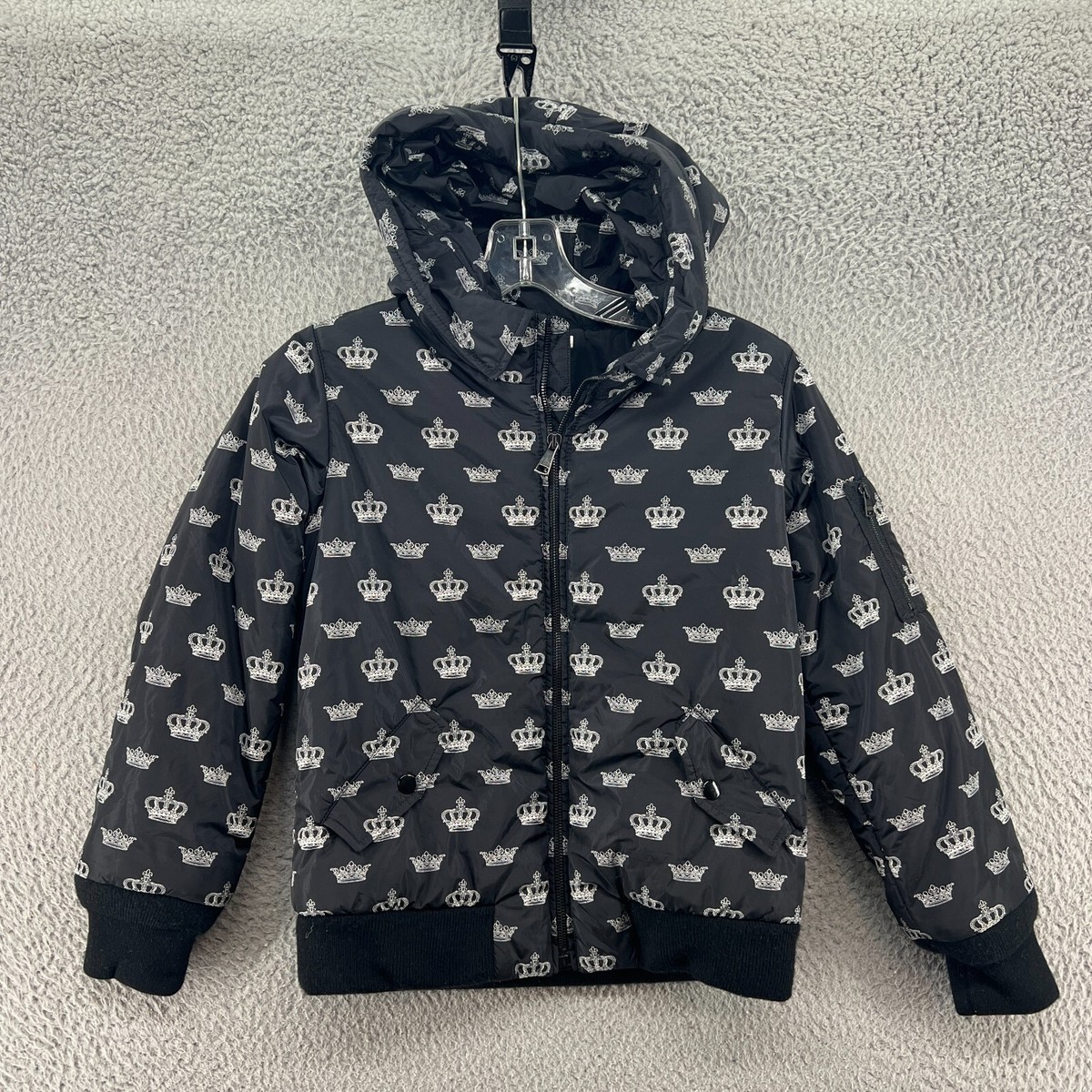 Dolce Gabbana Jacket Girls 7/8 Black White Full Zip Outdoor Hoodie