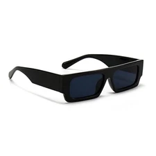 Original OG Rectangular Narrow Dark Black Frame Black Square Shades Sunglasses