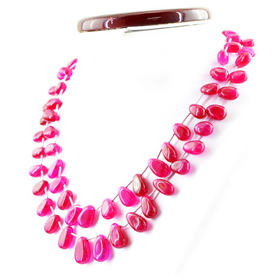 GENUINE 392.00 CTS EARTH MINED 2 STRAND RICH RED RUBY BEADS HAND MADE NECKLACE