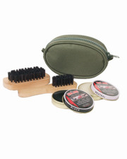 Schuhputzzeug Reise-Set Oliv Schuhpflege Schuhputz-Set Schuhcreme Schuhbürste 