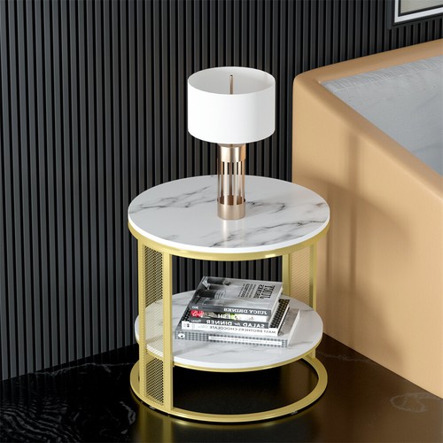 Luxury Marble Coffee Table Sofa Side Desk Bedside Table End Desk for Home Office - Picture 26 of 66