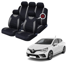 FOR Renault Clio Black & Grey Car Seat Covers Protectors Full Set Washable Pet