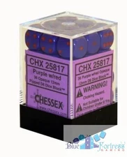 CHESSEX opaque 12mm SET OF 36 D6 PURPLE AND RED DICE 