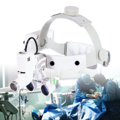 Lab Medical Surgical Headlight With Loupes Kit Binocular Magnifier 3.5x-420mm