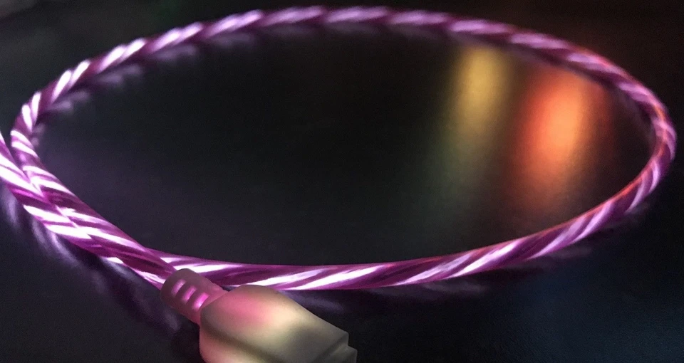 Cable de datos cargador USB brillante con luz LED de flujo caramelo para TIPO MICRO-C REVERSIBLE Foto 3 de 4