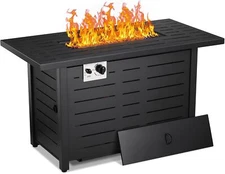 43 Inch Propane Fire Pit Table, 50000 BTU Outdoors Gas Fire Pit Table with Lid