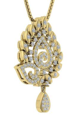 SI1 G 0.60 Ct Round Cut Diamond Fashion Pendant Necklace 14K