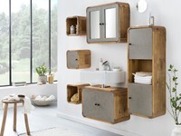 BadmöBel Set Dingle Holz Pinie Beton Optik Grau 6Tlg. BadschräNke Spiegelschrank