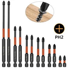 12Pcs PH2 Impact Driver Bit Set Magnetic Phillips Screwdriver Drill Bits Tool