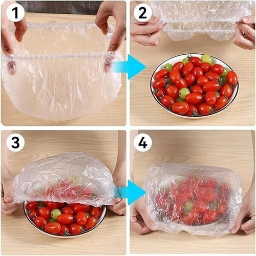 100Pcs Fresh Keeping Bags Reusable Elastic Food Storage Covers Plastic Bowl . - Picture 6 of 12