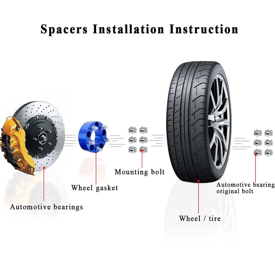 Pacote com 4 adaptadores espaçadores de roda 2" 5x4,5 para Jeep Wrangler Ford Mustang Ranger Edge - Imagem 3 de 4