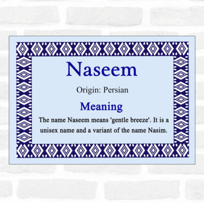 Naseem Namensbedeutung blau Zertifikat