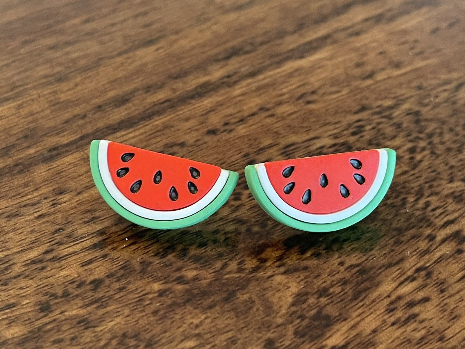 Watermelon slice stud earrings cute fruity summer jewelry-image