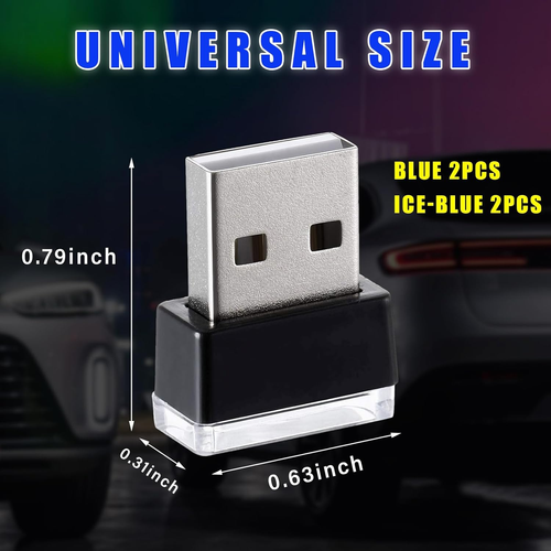 4 PCS USB LED Car Interior Atmosphere Lamp, Plug-In USB Decor Night Light, Porta - Bild 2 von 12