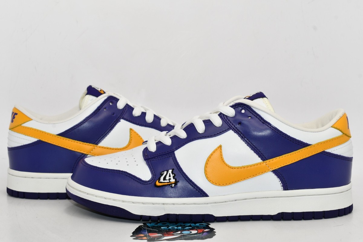 靴 NIKE DUNK LOW LA LAKERS 2004 309431 751 Nike Dunk Low LA Lakers Del Sol 2004 Style # 309431-751 Size