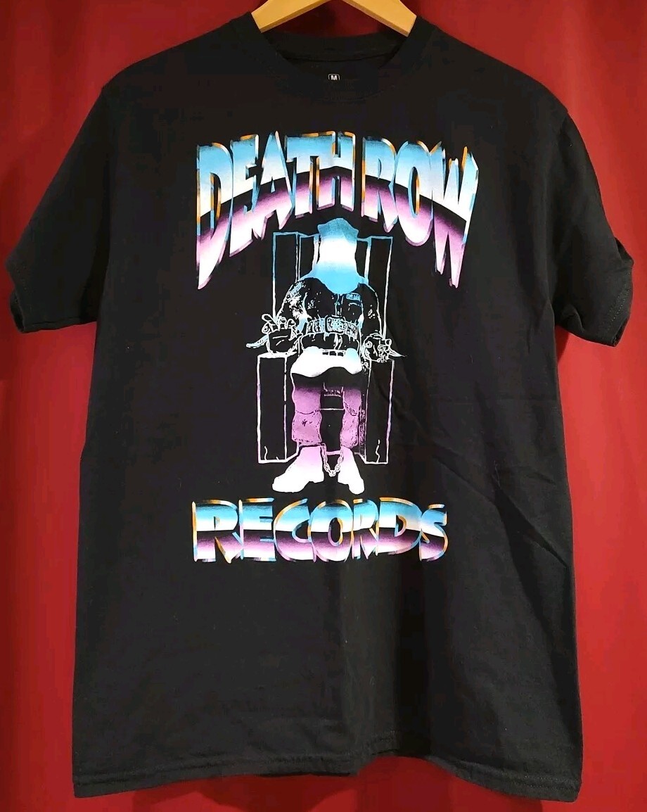 FILA Maglietta Death Row Records uomo M nera etichetta rap Tupac Snoop Dogg tour concerto maglietta