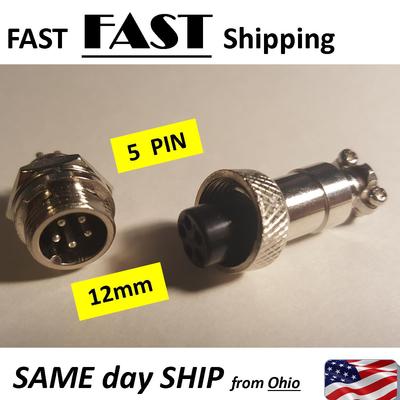 XLR 5 Pin 12mm Audio Cable Connector Chassis Mount - Fast Shipping