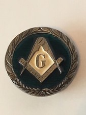 2008 "G" MASON'S BELT BUCKLE WITH GREEN ENAMEL -Men  s Belt Buckle-Masonic