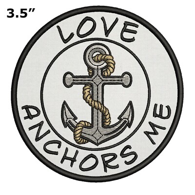 LOVE ANCHORS ME Patch Embroidered Iron-on Applique Romance Souvenir Beach