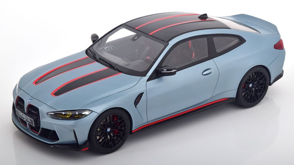 GT Spirit 2022 BMW M4 CSL G82 Matt Gray Metallic/Black/Red 1:18