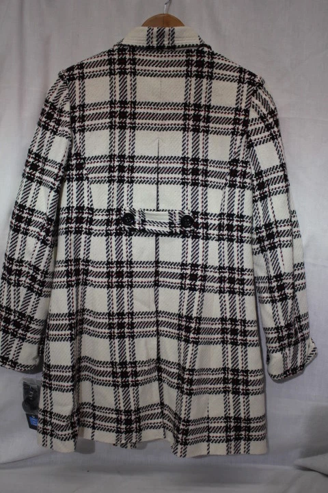 NWT (R)ELATIVITY White & Black Plaid Womens Lightweight Trench Coat Size S-B24A - Image 2 of 4