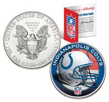 INDIANAPOLIS COLTS 1 Oz American Silver Eagle $1 US Coin Colorized NFL LICENSED