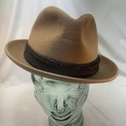 Vintage MCM Cavanaugh Fedora Hat Camel 7 1/4 Long Oval Hat Hipster Bluegrass