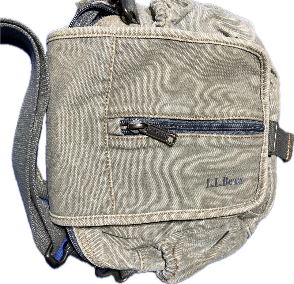 Bolso Bandolera Mensajero de Lona LL Bean Vintage Verde Ejército Bolso Utilitario Pequeño Foto 2 de 4