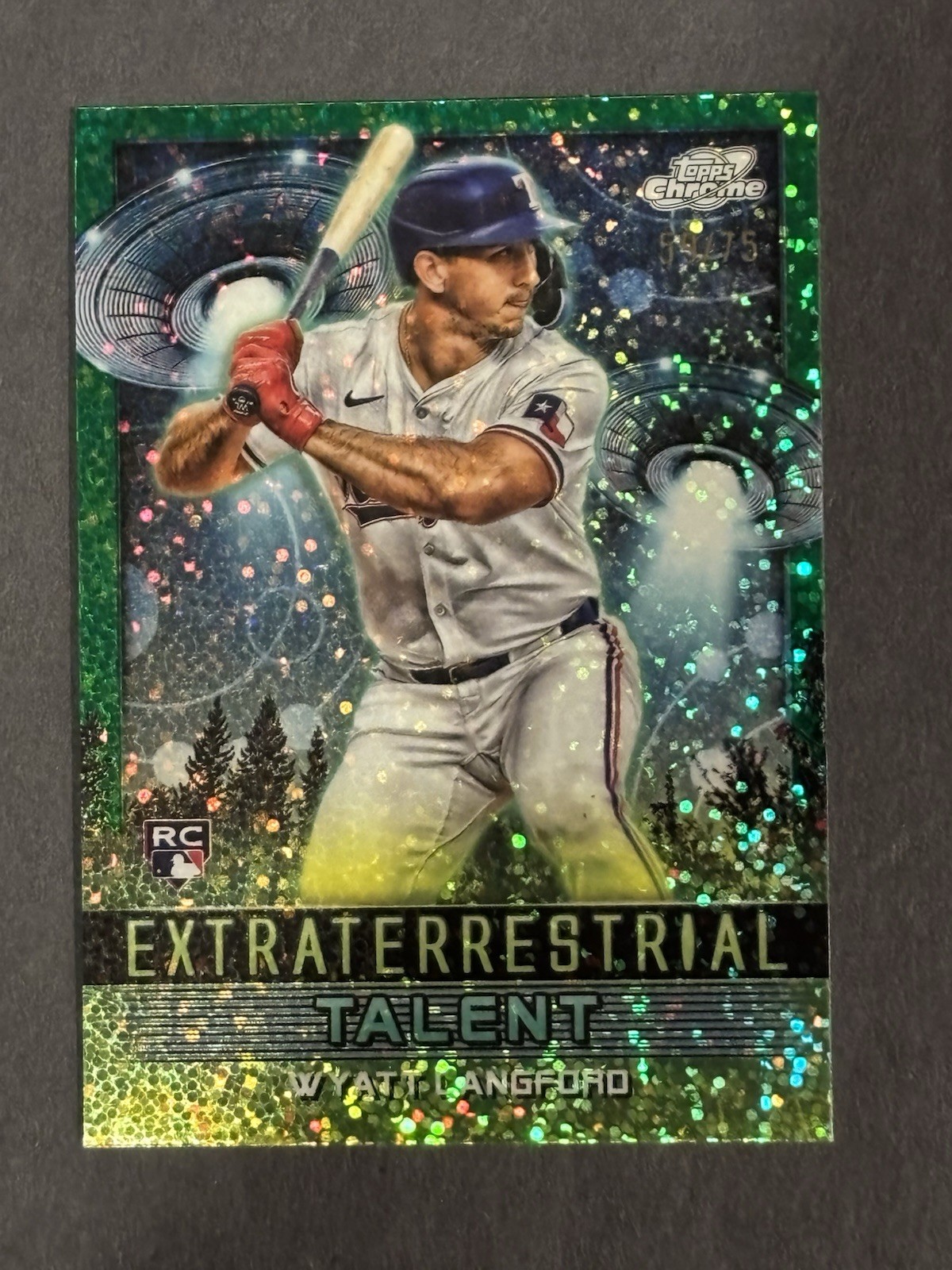 2024 Topps Cosmic Chrome Wyatt Langford Extraterrestrial RC Green Refractor #/75