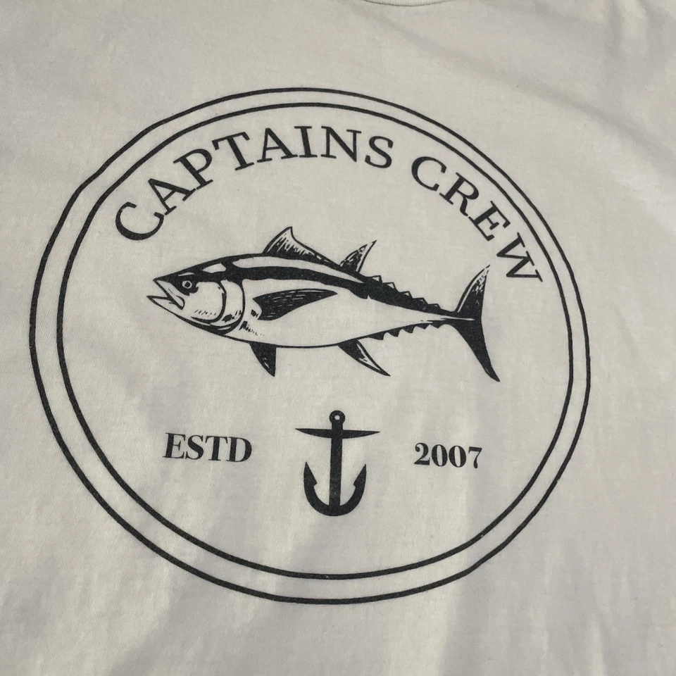 Captain Fin Co. Captains Crew ESTD 2007 Camiseta Algodón Blanco Medio Manga Corta Foto 4 de 4
