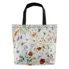 Floral Boho Watercolor Flower Reusable Shopping Bag Women Foldable Grocery To...