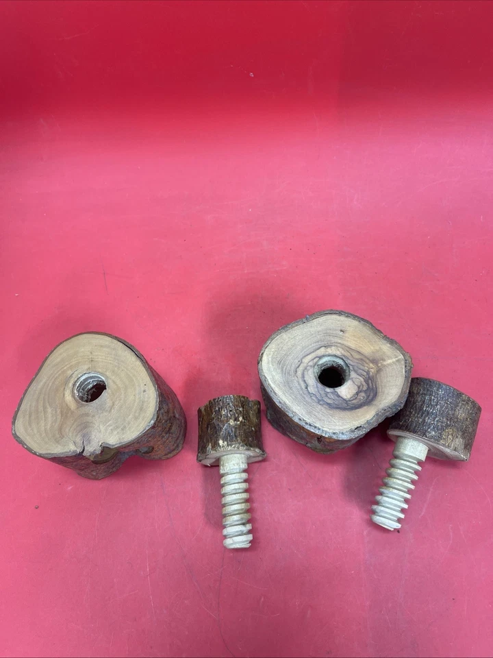 Vintage Rustic Handmade Wood Log Screw Type Nutcracker Lot of 2 - Image 3 of 4