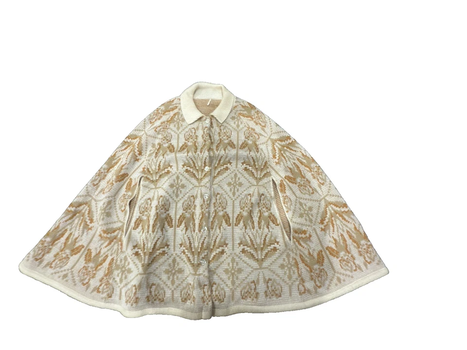 Poncho De Colección Años 60 70 Festival Cabo Suroeste Boho Jacquard Boho Cottage Capa OS Foto 3 de 4