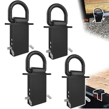 Stake Pocket D Ring Heavy Duty Adjustable Trailer Stake Pocket,Black, 4 Pack