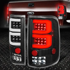 [DUAL LED C-TUBE BAR]FOR 04-08 FORD F150 LOBO TAIL LIGHT REAR BRAKE LAMPS BLACK