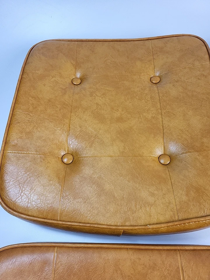 4 x Vintage Chromcraft Replacement Seats - Bronze Vinyl - C55 C255 16"x17" - Image 3 of 4