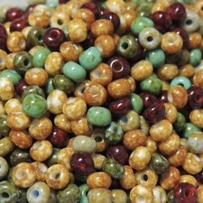 Czech Glass Seed Bead Mix Picasso Antiqua 6/0 50grams