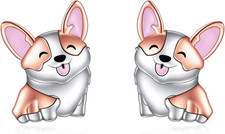 925 Sterling Silver Corgi Stud Earrings Dog Earrings Cute Animal Puppy Dog Jewel