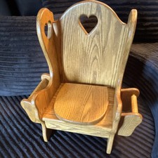 Beautiful handmade wooden potty chair w/heart cutout, book  Toilet paper holder