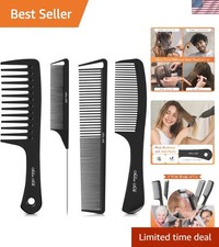 4PCS Carbon Fiber Professional Hair Comb Set for All Hair Types - Heat-Resistant