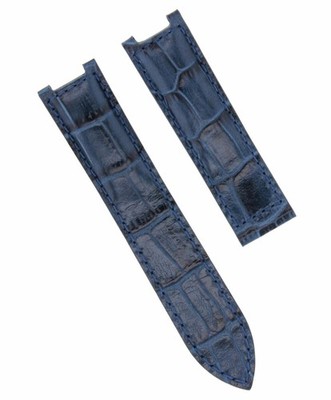 20MM GENUINE LEATHER STRAP BAND DEPLOYMENT CLASP FIT CARTIER PASHA WATCH BLUE