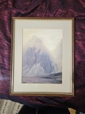 Mountain Landscape printed paper In Antique Frame without glass