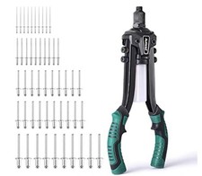 13  Rivet Gun 50 Pcs Rivets Dual Hand Operation Riveter Spare Rods Collector New