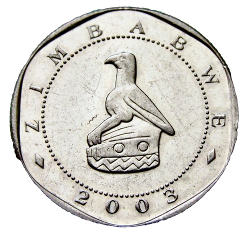 ZIMBABWE 2003 10 DOLLARS, GREAT ZIMBABWE BIRD & Cape Buffalo, one year type AUNC - 第 2/6 張圖片