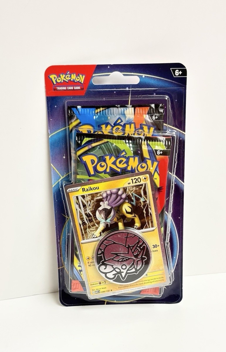 Pokémon Raikou Foil Promo Card Blister Pack with Coin and 2