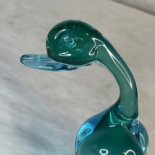 Vintage Murano Style Blown Art Glass 5" Duck Bird Figurine Blue-Clear - Picture 4 of 11