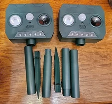 2 Pack Solar Ultrasonic Animal Repellent Deer Device Motion Detection Flashlight