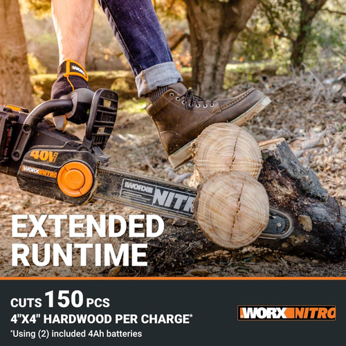 Worx WG385 40V Akku 16" Kettensäge, Brushless Motor, werkzeugloses Spannen - Bild 7 von 9