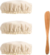 3Pcs Sourdough Starter Jar Cloth Covers with Spatula, Unbleached Fabric Bread